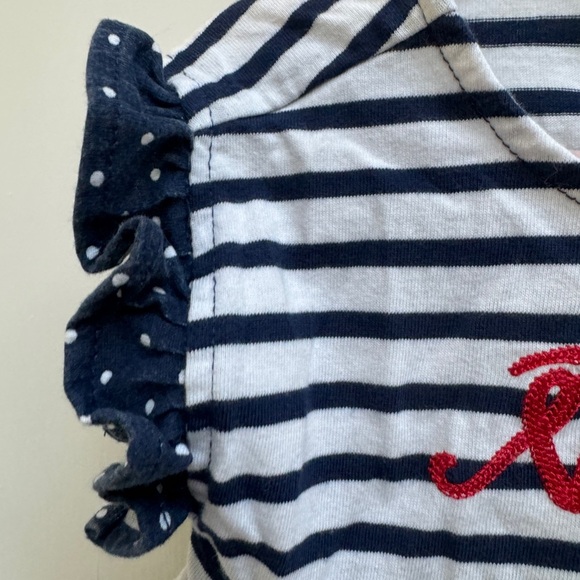 Nautica 3T Girls Red, White & Blue Patriotic Stripe Short Sleeve Top Blouse - Picture 3 of 5